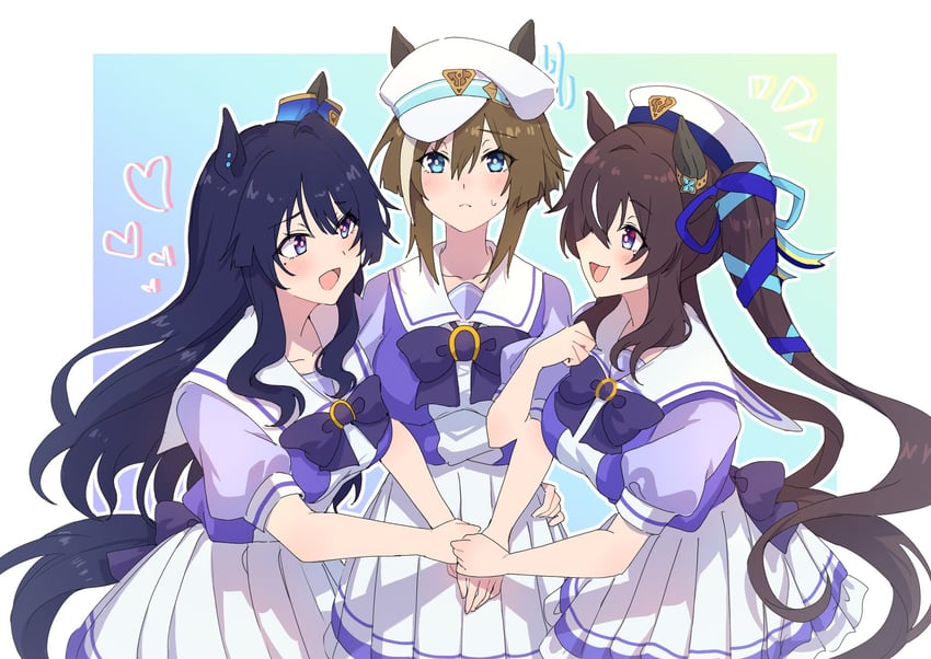 cheval grand, verxina, and vivlos (umamusume) drawn by sen_en_n