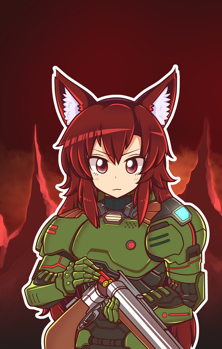 imaizumi kagerou and doomguy (touhou and 1 more) drawn by majormilk