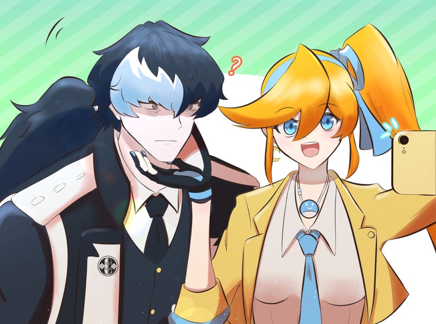 athena cykes and simon blackquill (ace attorney) drawn by potato_gs