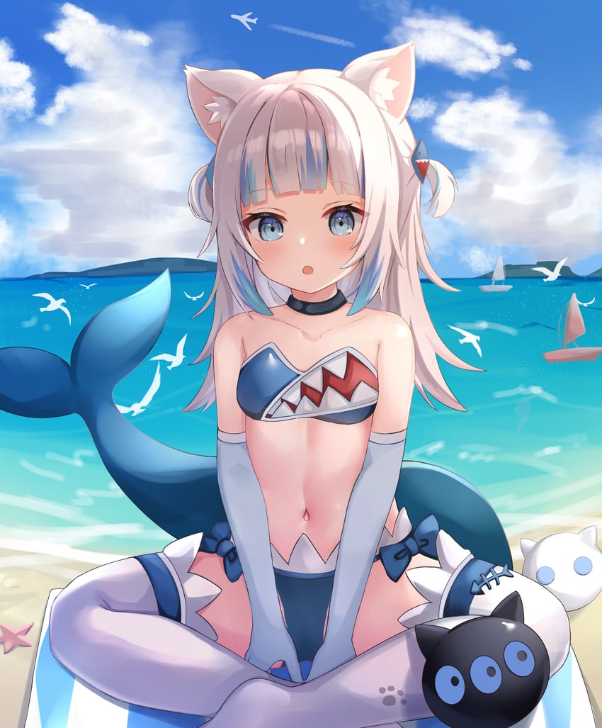 gawr gura (hololive and 1 more) drawn by nekopurin_(nyanko_prin)