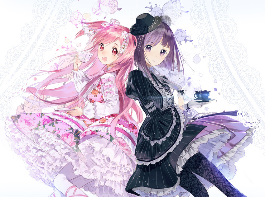blackberry cookie, cherry blossom cookie, and tea cup (cookie run and 1 more) drawn by macciatto_(aciel02)