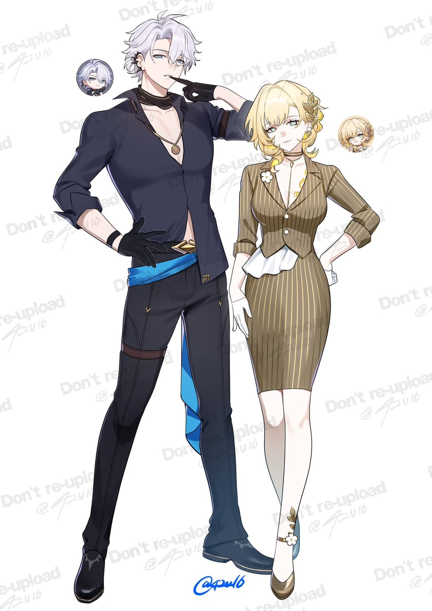 phainon and aglaea (honkai and 1 more) drawn by 42u16