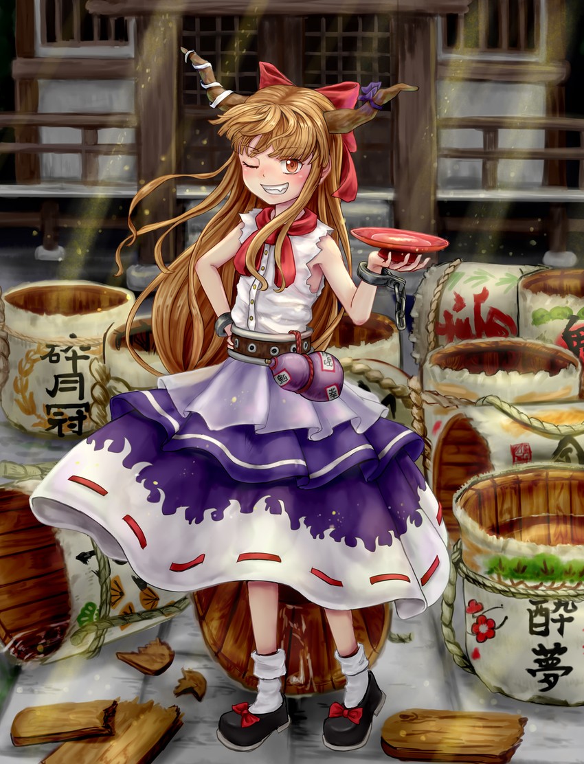 ibuki suika (touhou) drawn by fuwatoro_(enemy-of-society)