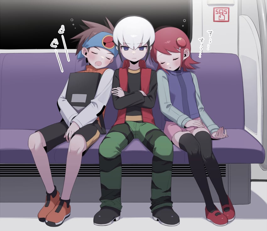 lan hikari, mayl sakurai, and eugene chaud (mega man and 1 more) drawn by uru-arrow