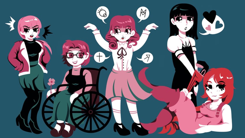marina, karin, abella, samarie, and olivia (fear & hunger and 1 more) drawn by residentbevo