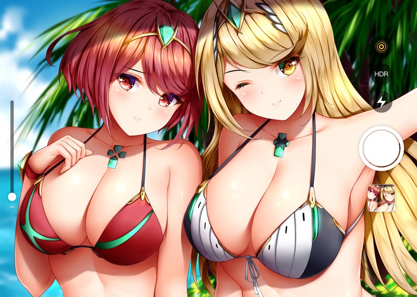 pyra and mythra (xenoblade chronicles and 1 more) drawn by wsman