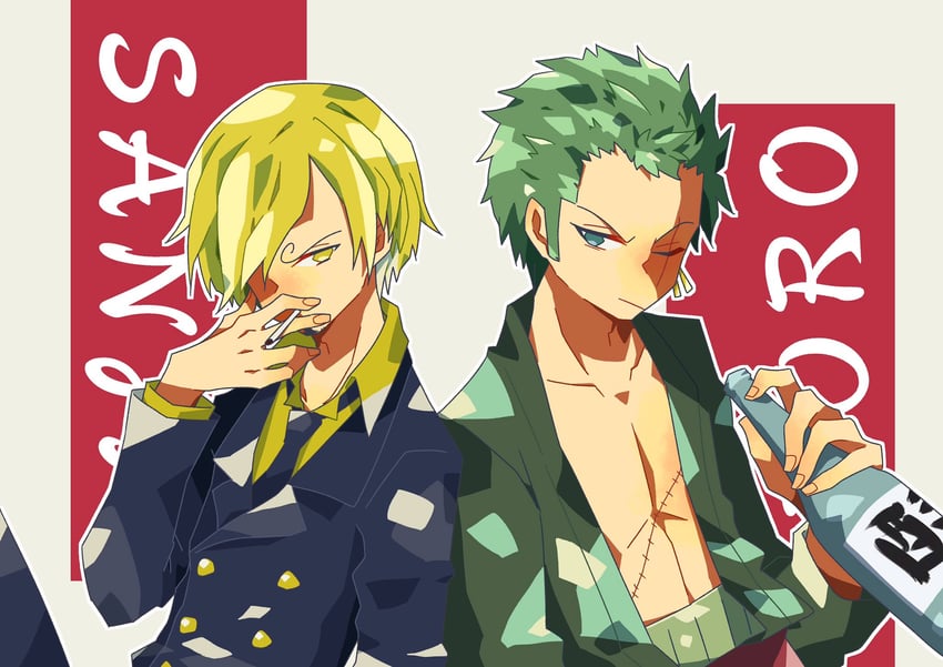 roronoa zoro and sanji (one piece) drawn by noise_pp