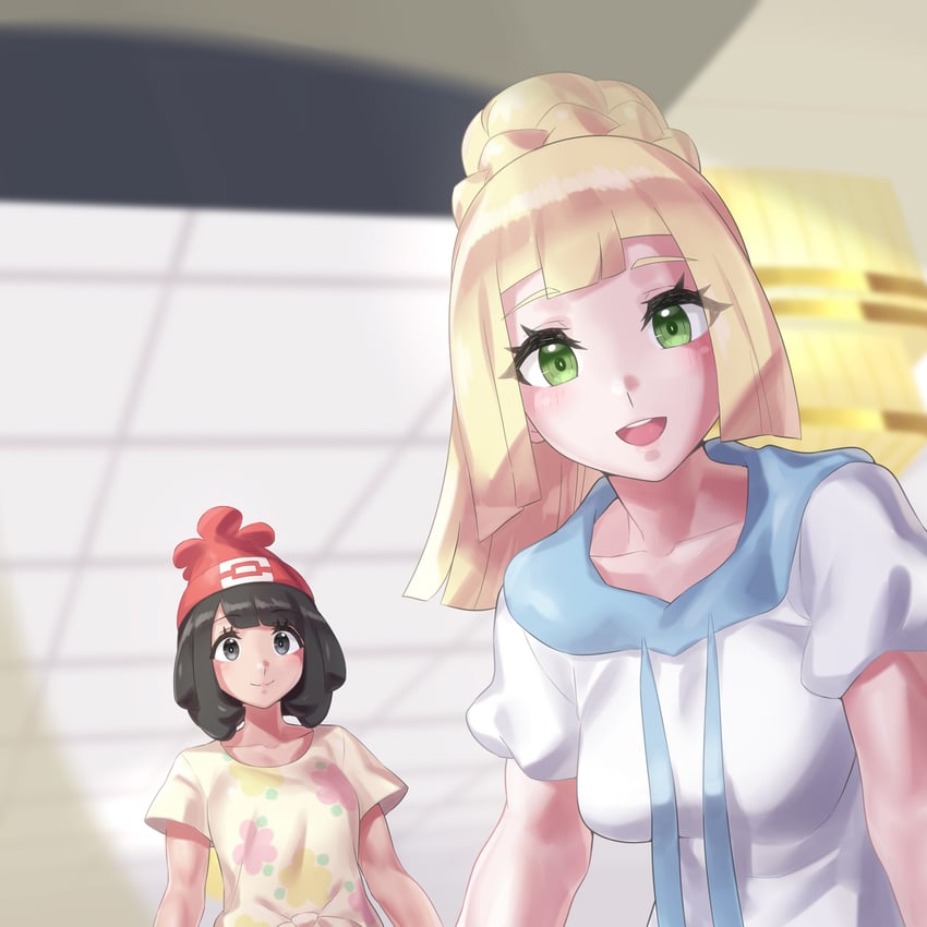 lillie and selene (pokemon and 3 more) drawn by mizuumi_(bb)
