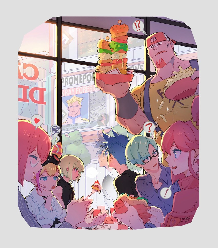 lio fotia, galo thymos, kray foresight, aina ardebit, lucia fex, and 3 more (promare) drawn by aruzanganz