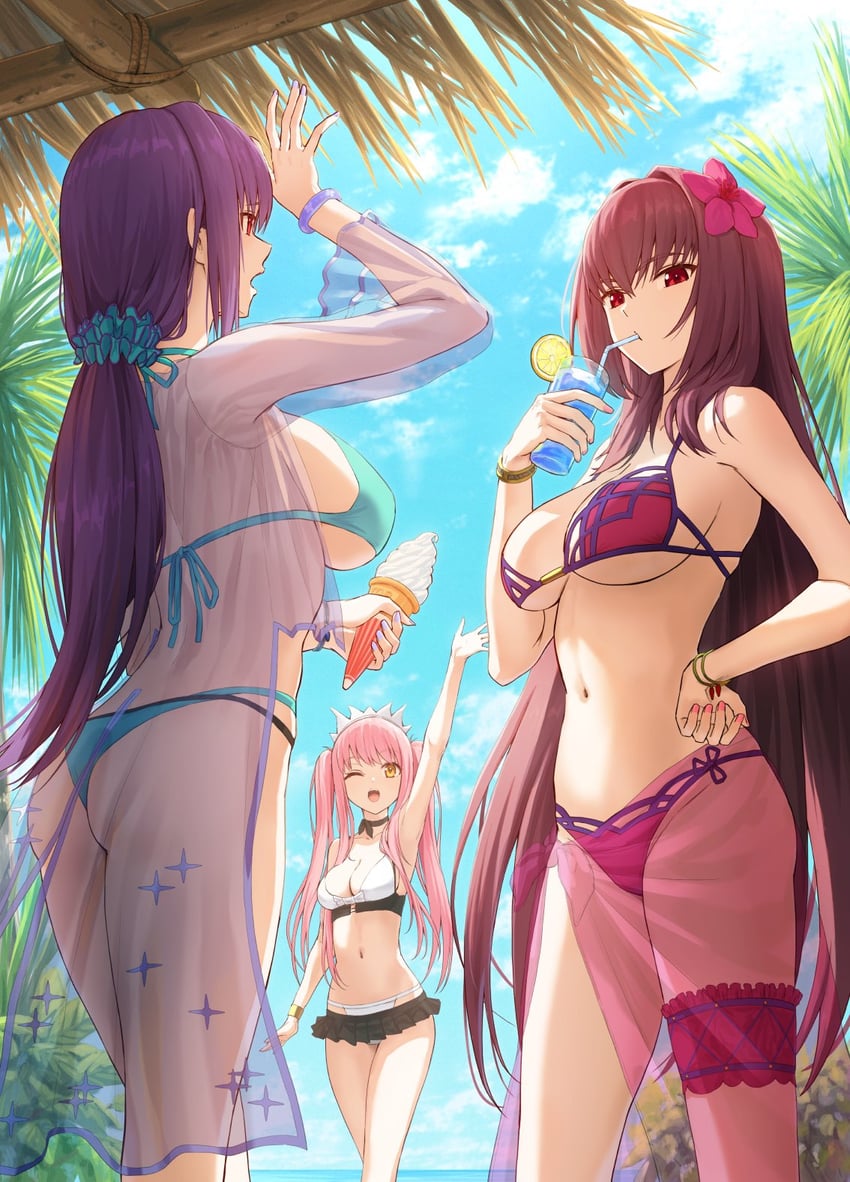 scathach, scathach skadi, and medb (fate and 1 more) drawn by kamo_ashi