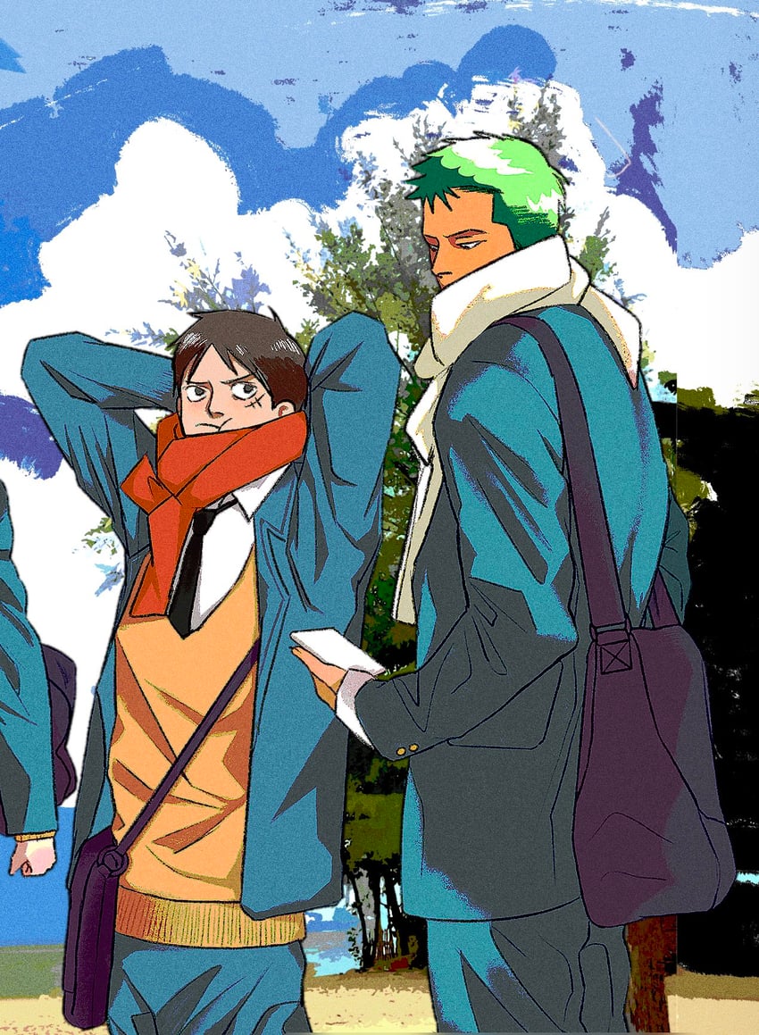 monkey d. luffy and roronoa zoro (one piece) drawn by yaoizhen