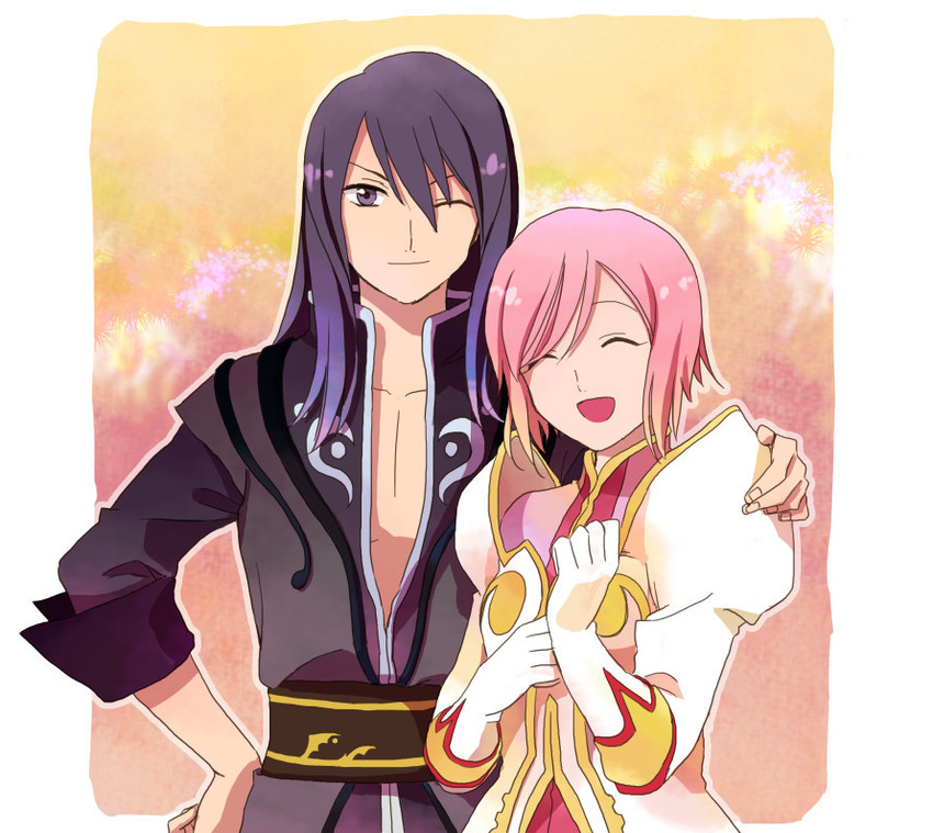 yuri lowell and estellise sidos heurassein (tales of and 1 more) drawn by vilion