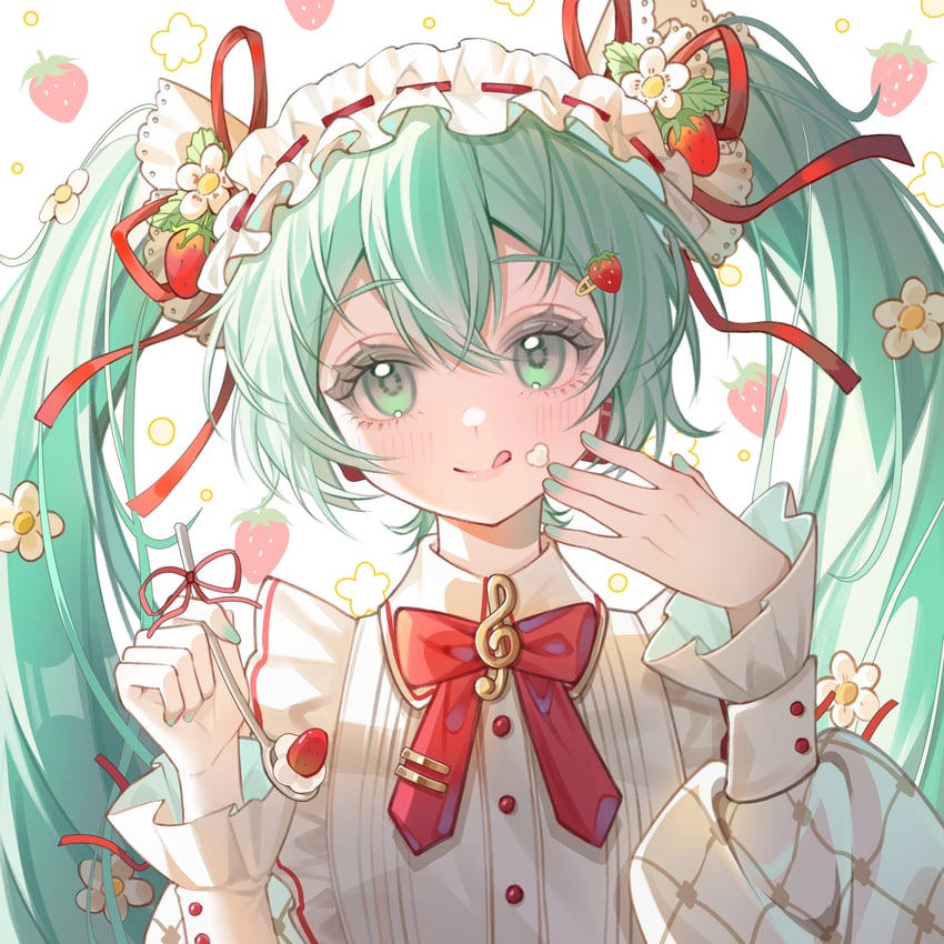 hatsune miku and strawberry miku (vocaloid) drawn by utaki_(weibo_5352293731)