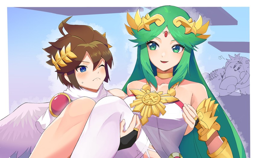 kirby, palutena, and pit (kirby and 2 more) drawn by katwo