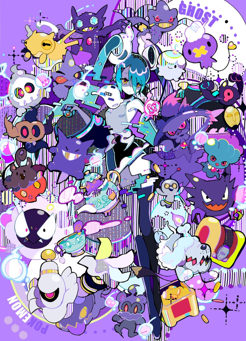 hatsune miku, gengar, mimikyu, litwick, ghost miku, and 1 more (pokemon and 2 more) drawn by n79oqc3yja6jlof
