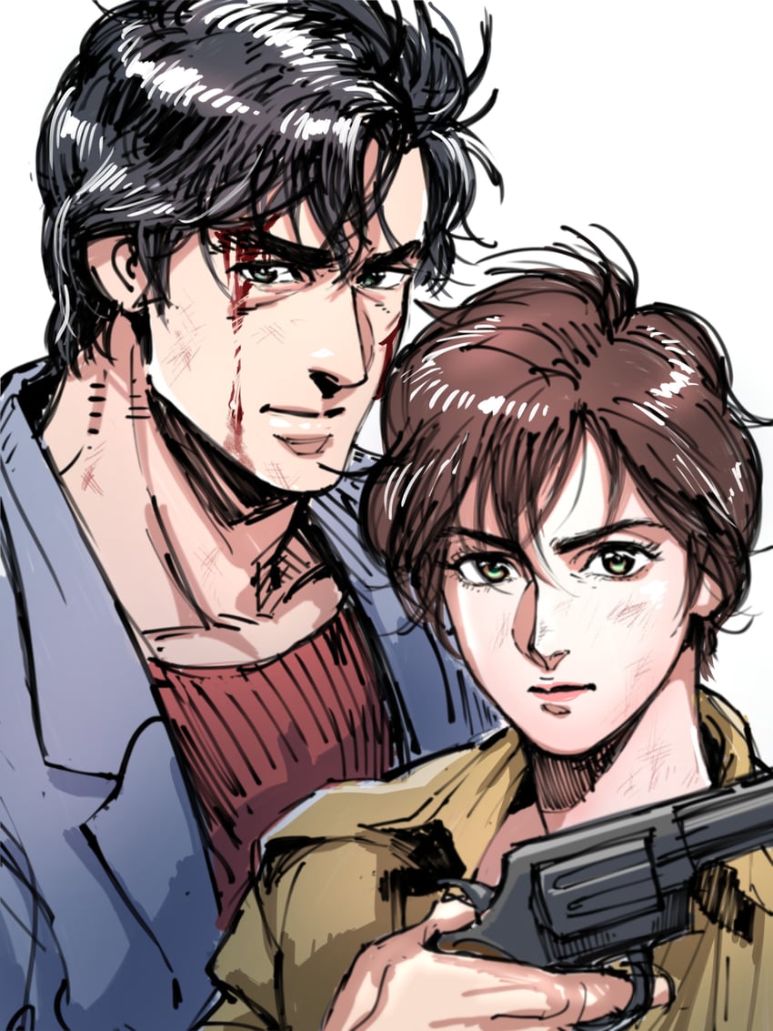 saeba ryou and makimura kaori (city hunter) drawn by tobo_katsuo