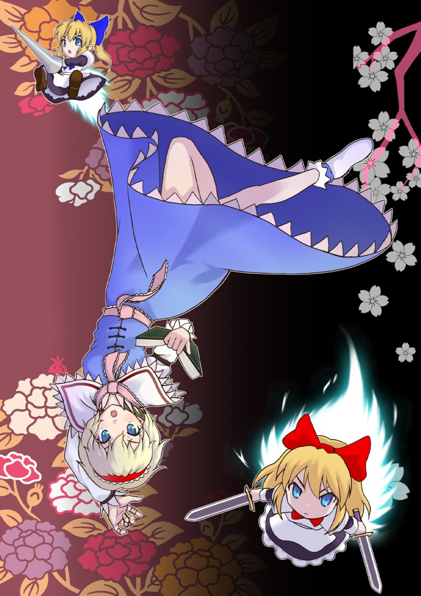 alice margatroid, shanghai doll, and hourai doll (touhou) drawn by shiganai_might
