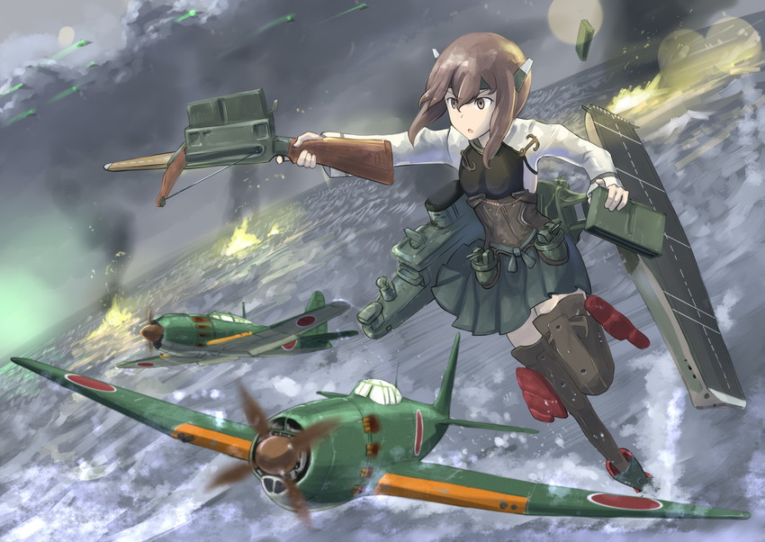 taihou, enemy aircraft, and taihou kai (kantai collection) drawn by erica_(naze1940)