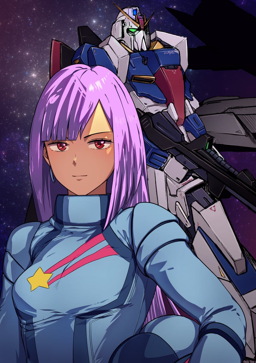 zeta gundam and roux louka (gundam and 1 more) drawn by chienon