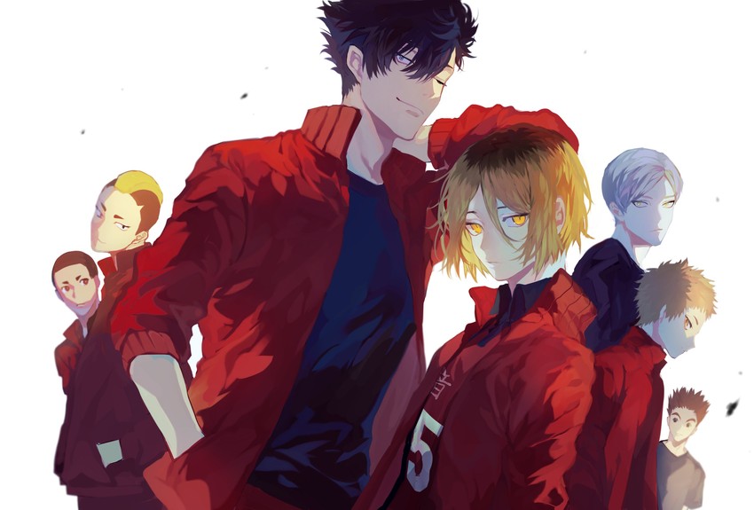 kuroo tetsurou, kozume kenma, haiba lev, yaku morisuke, yamamoto taketora, and 2 more (haikyuu!!) drawn by mgmg_1012
