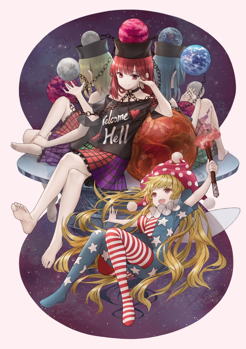 clownpiece and hecatia lapislazuli (touhou and 1 more) drawn by masakichi_(mmw)