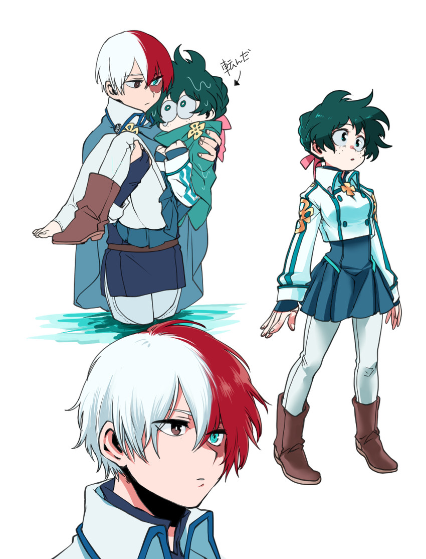 midoriya izuku and todoroki shoto (boku no hero academia) drawn by silver_(silverstar)