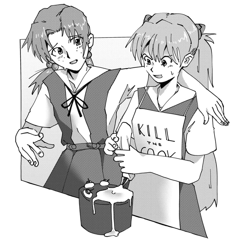 souryuu asuka langley and horaki hikari (neon genesis evangelion) drawn by ekdsc