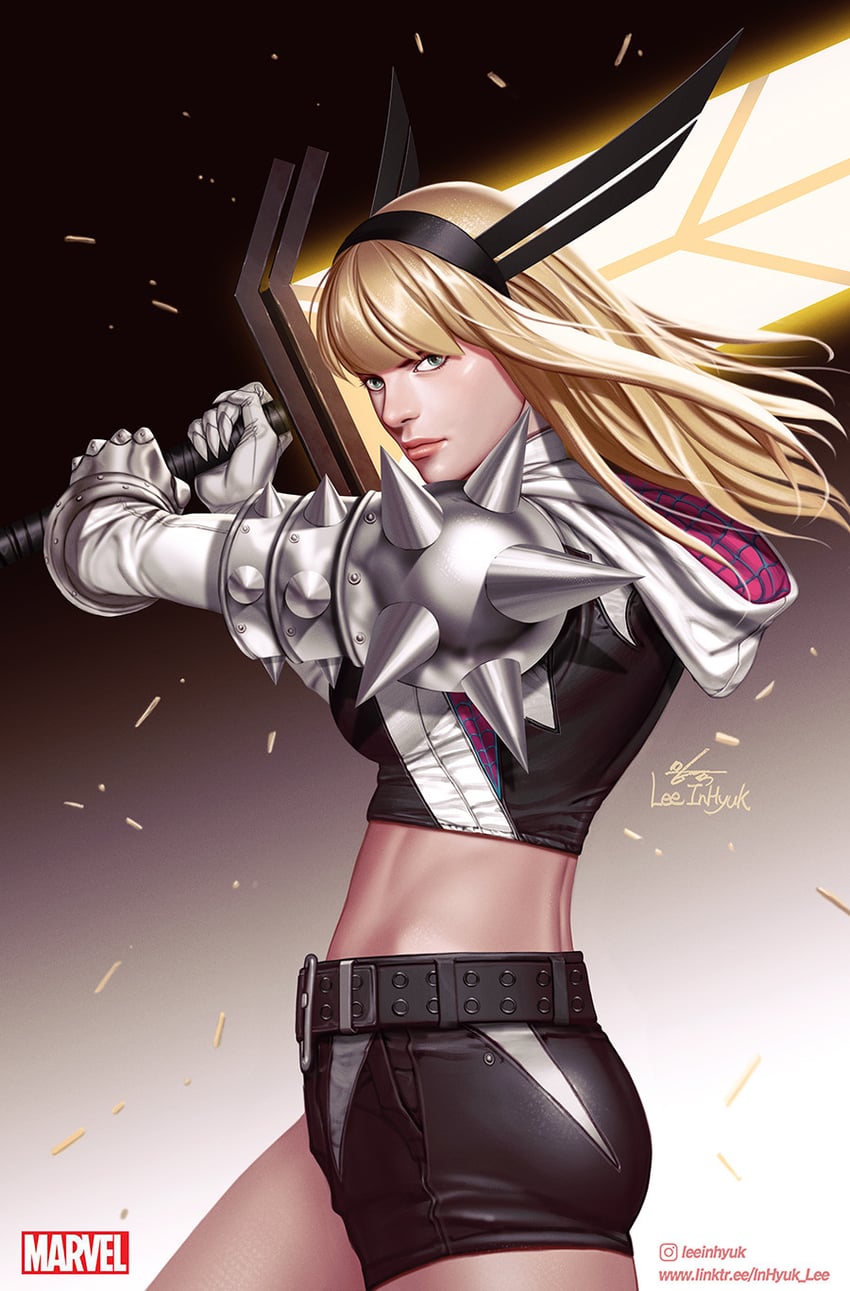 spider-gwen, gwen stacy, and magik (marvel and 2 more) drawn by in-hyuk_lee