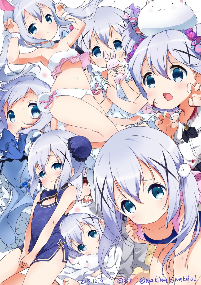 kafuu chino, tippy, jouga maya, and natsu megumi (gochuumon wa usagi desu ka?) drawn by neki_(wakiko)