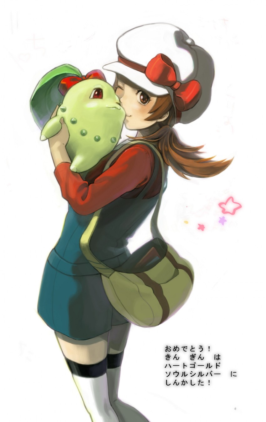 lyra and chikorita (pokemon and 1 more) drawn by takusan_neru