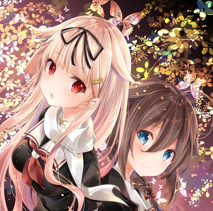 shigure, yuudachi, shigure kai ni, and yuudachi kai ni (kantai collection) drawn by kurun_(kurun777)