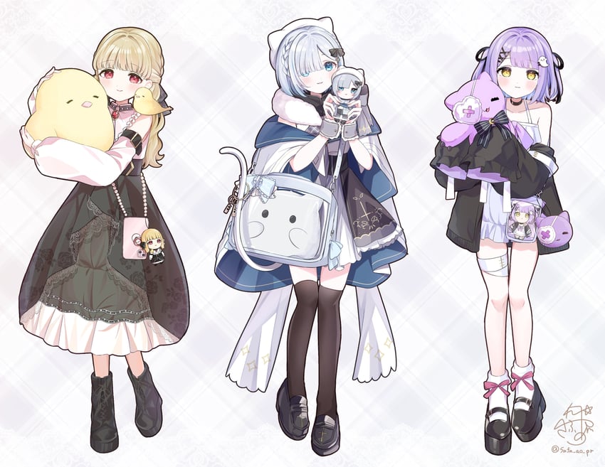 kaga sumire, shinomiya runa, and kogara toto (vspo!) drawn by safuapurin