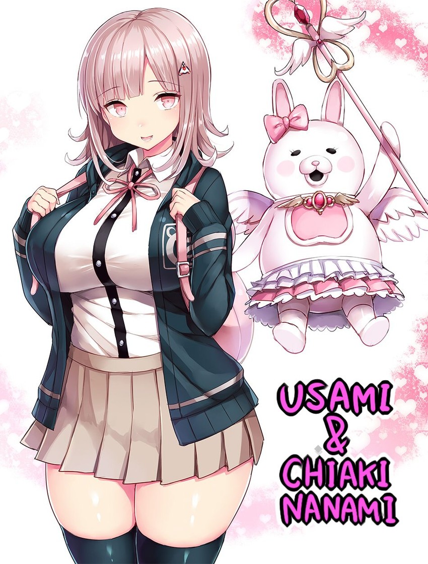 nanami chiaki and usami (danganronpa and 2 more) drawn by tsukumiya_amane