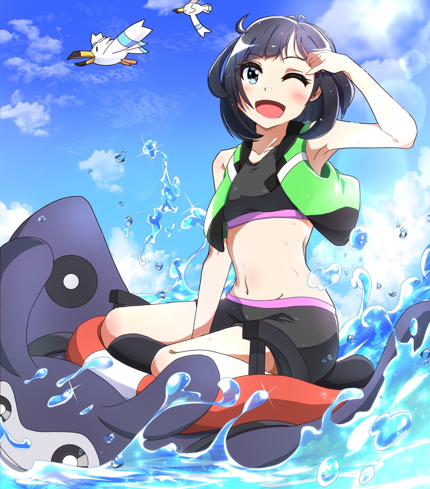 selene, wingull, and mantine (pokemon and 2 more) drawn by negimiso1989