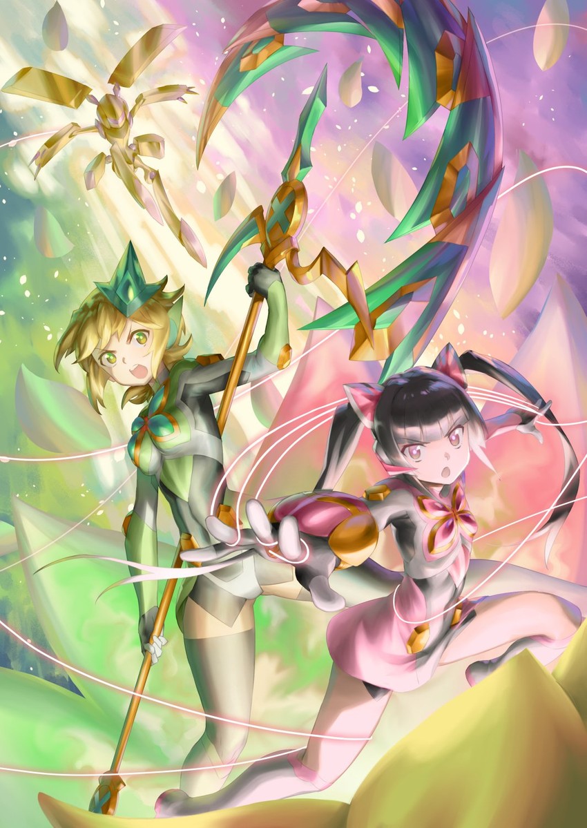 akatsuki kirika and tsukuyomi shirabe (senki zesshou symphogear) drawn by murakami_hisashi