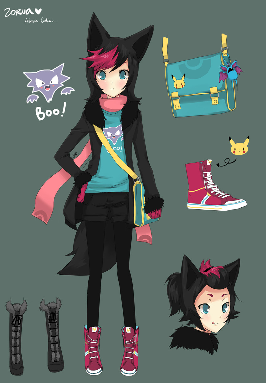 pikachu, zorua, haunter, and zubat (pokemon) drawn by jumpix