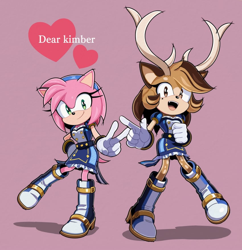 amy rose and kimber the deer (original and 1 more) drawn by shio_(zsp1jqohfr12495)