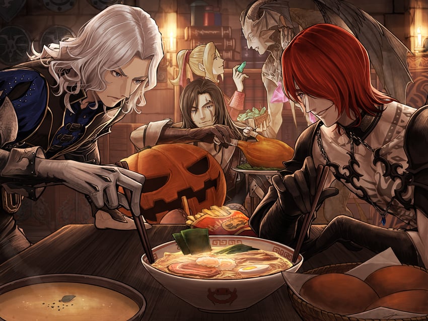 trevor c. belmont, hector, isaac, julia laforeze, and innocent devil (castlevania and 1 more) drawn by tenyo0819