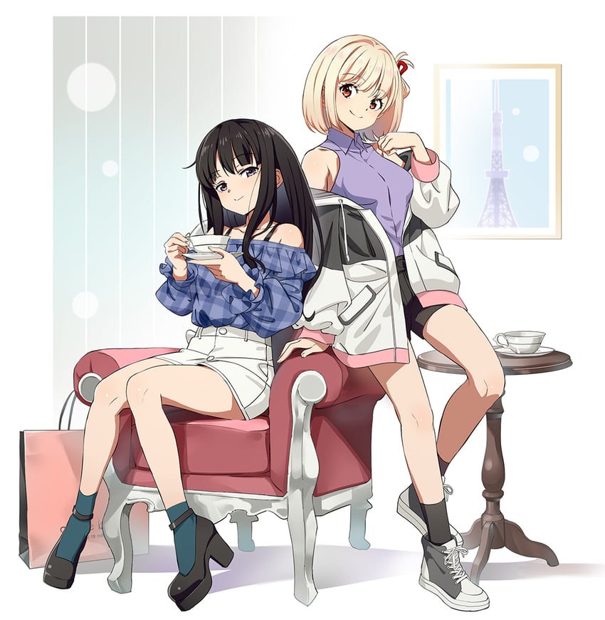 nishikigi chisato and inoue takina (lycoris recoil) drawn by nyoro_(nyoronyoro000)