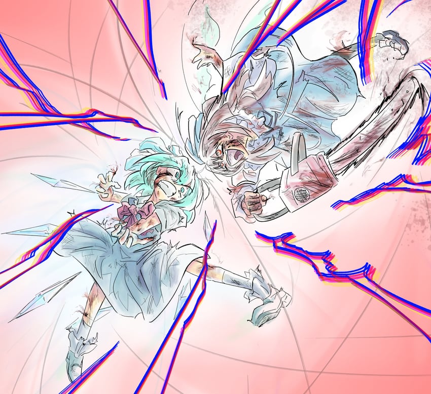 cirno and star sapphire (touhou and 1 more) drawn by kubikim3