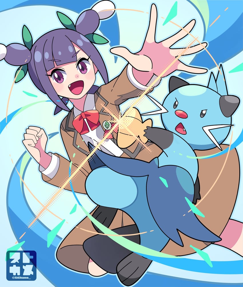 dewott and ann (pokemon and 1 more) drawn by stchame