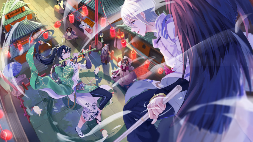 ootengu, enma, mouba, hangan, and mannendake (onmyoji) drawn by shan-n
