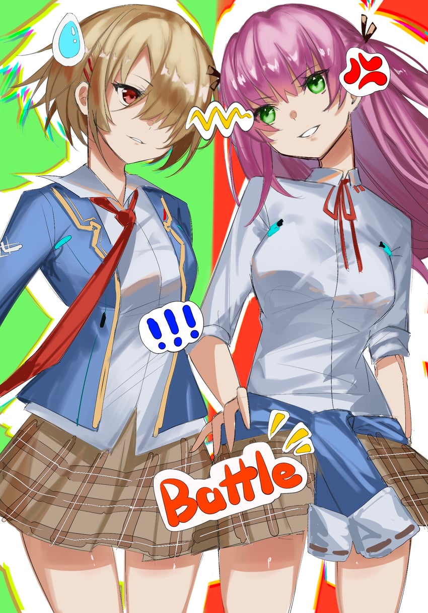kayamori ruka and aikawa megumi (heaven burns red) drawn by kr_woyue