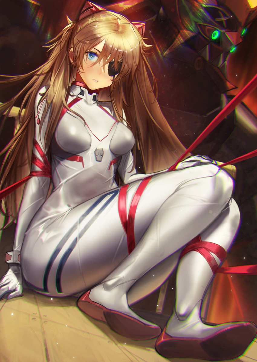 souryuu asuka langley and eva 02 (neon genesis evangelion and 2 more) drawn by ja_mong