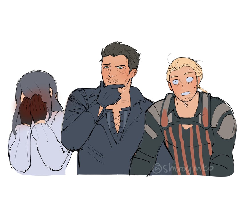 jill warrick, cidolfus telamon, and gav (final fantasy and 1 more) drawn by shiroginko