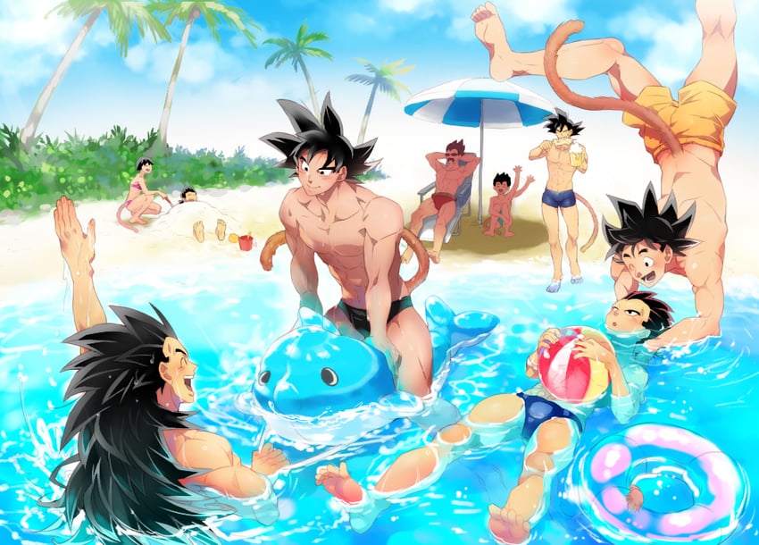 son goku, vegeta, bardock, raditz, tullece, and 4 more (dragon ball and 1 more) drawn by kakipiinu
