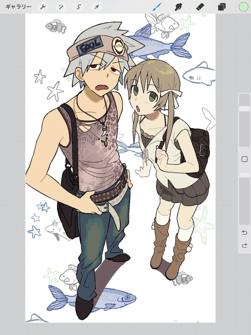 maka albarn and soul evans (soul eater) drawn by ux_xu_o03