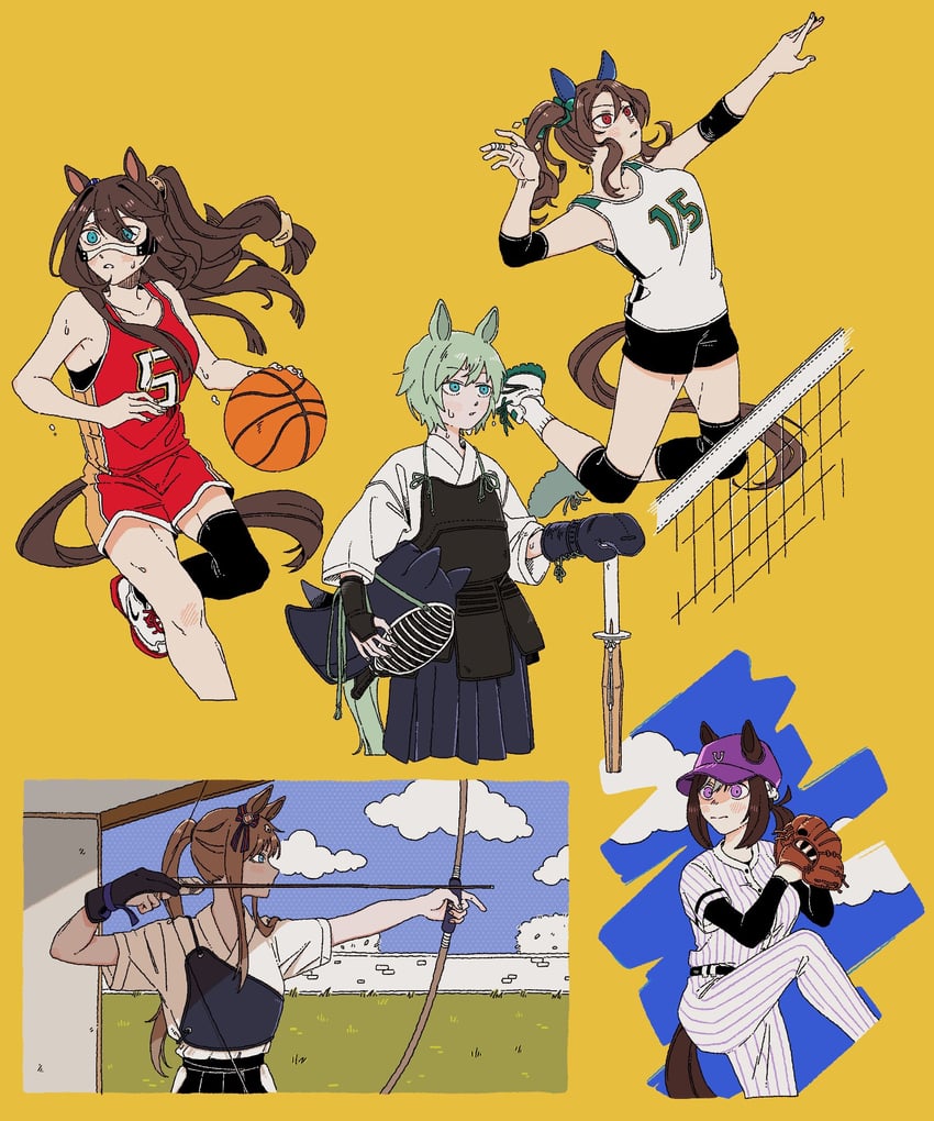 special week, king halo, seiun sky, grass wonder, and el condor pasa (umamusume) drawn by oo_sungnim