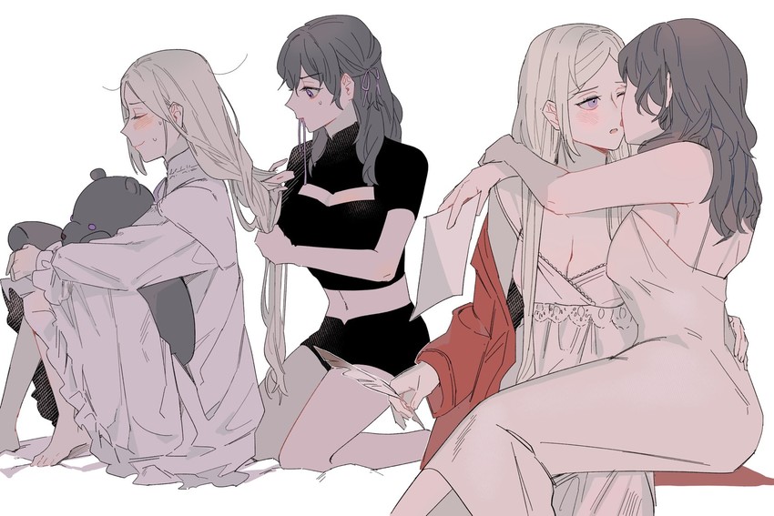 female byleth and edelgard von hresvelg (fire emblem and 1 more) drawn by b_(wldms6650)