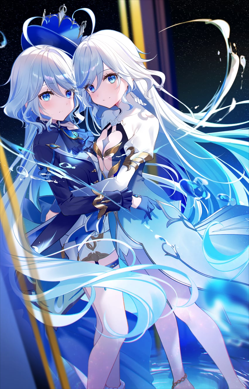 furina and focalors (genshin impact) drawn by kisaragi_yuri
